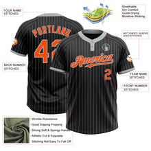 Laden Sie das Bild in den Galerie-Viewer, Uksn Individuelles Schwarz Grau Nadelstreifen Orange Zweiknopf Unisex Softball-Trikot