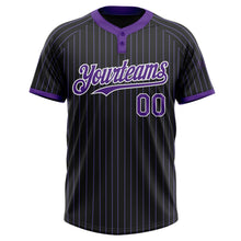Laden Sie das Bild in den Galerie-Viewer, Uksn Individuelles Schwarz Violett Nadelstreifen Weiß Zweiknopf Unisex Softball-Trikot
