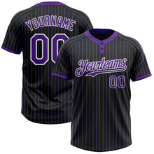 Laden Sie das Bild in den Galerie-Viewer, Uksn Individuelles Schwarz Violett Nadelstreifen Weiß Zweiknopf Unisex Softball-Trikot