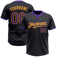 Laden Sie das Bild in den Galerie-Viewer, Uksn Individuelles Schwarz Violett Nadelstreifen Gold Zweiknopf Unisex Softball-Trikot