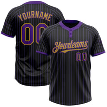 Laden Sie das Bild in den Galerie-Viewer, Uksn Individuelles Schwarz Violett Nadelstreifen Altgold Zweiknopf Unisex Softball-Trikot