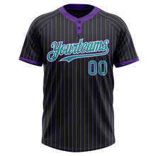 Laden Sie das Bild in den Galerie-Viewer, Uksn Individuelles Schwarz Violett Nadelstreifen Petrol-Weiß Zweiknopf Unisex Softball-Trikot