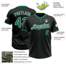 Laden Sie das Bild in den Galerie-Viewer, Uksn Individuelles Schwarz Kelly-Grün Nadelstreifen Weiß Zweiknopf Unisex Softball-Trikot