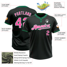 Laden Sie das Bild in den Galerie-Viewer, Uksn Individuelles Schwarz Kelly-Grün Nadelstreifen Pink-Weiß Zweiknopf Unisex Softball-Trikot