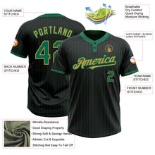 Laden Sie das Bild in den Galerie-Viewer, Uksn Individuelles Schwarz Kelly-Grün Nadelstreifen Altgold Zweiknopf Unisex Softball-Trikot