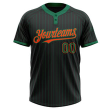 Laden Sie das Bild in den Galerie-Viewer, Uksn Individuelles Schwarz Kelly-Grün Nadelstreifen Orange Zweiknopf Unisex Softball-Trikot