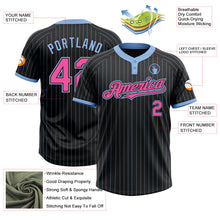 Laden Sie das Bild in den Galerie-Viewer, Uksn Individuelles Schwarz Hellblau Nadelstreifen Pink Zweiknopf Unisex Softball-Trikot