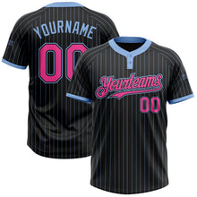Laden Sie das Bild in den Galerie-Viewer, Uksn Individuelles Schwarz Hellblau Nadelstreifen Pink Zweiknopf Unisex Softball-Trikot