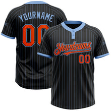 Laden Sie das Bild in den Galerie-Viewer, Uksn Individuelles Schwarz Hellblau Nadelstreifen Orange Zweiknopf Unisex Softball-Trikot