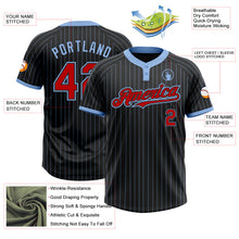 Laden Sie das Bild in den Galerie-Viewer, Uksn Individuelles Schwarz Hellblau Nadelstreifen Rot Zweiknopf Unisex Softball-Trikot