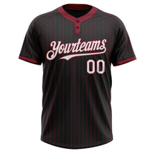 Laden Sie das Bild in den Galerie-Viewer, Uksn Individuelles Schwarz Karmesinrot Nadelstreifen Weiß Zweiknopf Unisex Softball-Trikot