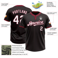 Laden Sie das Bild in den Galerie-Viewer, Uksn Individuelles Schwarz Karmesinrot Nadelstreifen Weiß Zweiknopf Unisex Softball-Trikot