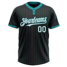 Laden Sie das Bild in den Galerie-Viewer, Uksn Individuelles Schwarz Petrol Nadelstreifen Weiß Zweiknopf Unisex Softball-Trikot
