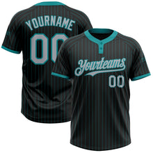 Laden Sie das Bild in den Galerie-Viewer, Uksn Individuelles Schwarz Petrol Nadelstreifen Grau Zweiknopf Unisex Softball-Trikot