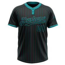Laden Sie das Bild in den Galerie-Viewer, Uksn Individuelles Schwarz Petrol Nadelstreifen Petrol Zweiknopf Unisex Softball-Trikot