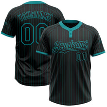 Laden Sie das Bild in den Galerie-Viewer, Uksn Individuelles Schwarz Petrol Nadelstreifen Petrol Zweiknopf Unisex Softball-Trikot