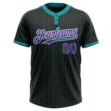 Laden Sie das Bild in den Galerie-Viewer, Uksn Individuelles Schwarz Petrol Nadelstreifen Violett-Weiß Zweiknopf Unisex Softball-Trikot