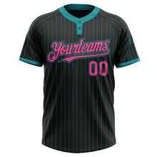 Laden Sie das Bild in den Galerie-Viewer, Uksn Individuelles Schwarz Petrol Nadelstreifen Pink Zweiknopf Unisex Softball-Trikot
