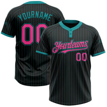 Laden Sie das Bild in den Galerie-Viewer, Uksn Individuelles Schwarz Petrol Nadelstreifen Pink Zweiknopf Unisex Softball-Trikot