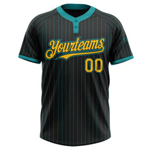 Laden Sie das Bild in den Galerie-Viewer, Uksn Individuelles Schwarz Petrol Nadelstreifen Gelb Zweiknopf Unisex Softball-Trikot