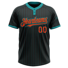 Laden Sie das Bild in den Galerie-Viewer, Uksn Individuelles Schwarz Petrol Nadelstreifen Orange Zweiknopf Unisex Softball-Trikot