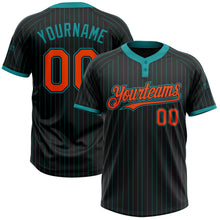 Laden Sie das Bild in den Galerie-Viewer, Uksn Individuelles Schwarz Petrol Nadelstreifen Orange Zweiknopf Unisex Softball-Trikot