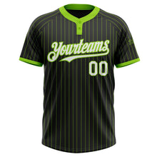 Laden Sie das Bild in den Galerie-Viewer, Uksn Individuelles Schwarz Neongrün Nadelstreifen Weiß Zweiknopf Unisex Softball-Trikot