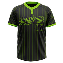 Laden Sie das Bild in den Galerie-Viewer, Uksn Individuelles Schwarz Neongrün Nadelstreifen Neongrün Zweiknopf Unisex Softball-Trikot