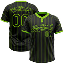Laden Sie das Bild in den Galerie-Viewer, Uksn Individuelles Schwarz Neongrün Nadelstreifen Neongrün Zweiknopf Unisex Softball-Trikot
