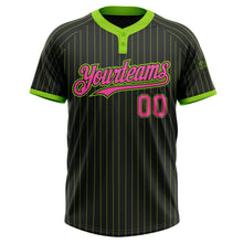 Laden Sie das Bild in den Galerie-Viewer, Uksn Individuelles Schwarz Neongrün Nadelstreifen Pink Zweiknopf Unisex Softball-Trikot
