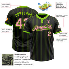 Laden Sie das Bild in den Galerie-Viewer, Uksn Individuelles Schwarz Neongrün Nadelstreifen Mittelrosa Zweiknopf Unisex Softball-Trikot