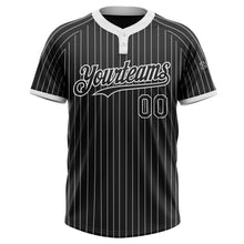 Laden Sie das Bild in den Galerie-Viewer, Uksn Individuelles Schwarz Weiß mit Nadelstreifen Weiß Zweiknopf Unisex Softball-Trikot