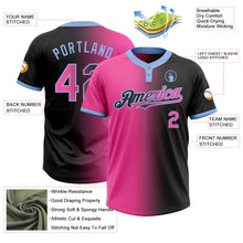 Laden Sie das Bild in den Galerie-Viewer, Uksn Individuelles Schwarz Pink-Hellblau Farbverlauf-Mode Zweiknopf Unisex Softball-Trikot