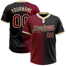 Laden Sie das Bild in den Galerie-Viewer, Uksn Individuelles Schwarz Karmesinrot-City-Creme Farbverlauf-Mode Zweiknopf Unisex Softball-Trikot