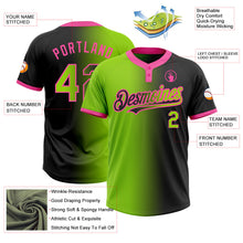 Laden Sie das Bild in den Galerie-Viewer, Uksn Individuelles Schwarz Neongrün-Pink Farbverlauf-Mode Zweiknopf Unisex Softball-Trikot
