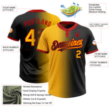 Laden Sie das Bild in den Galerie-Viewer, Uksn Individuelles Schwarz Gold-Rot Farbverlauf-Mode Zweiknopf Unisex Softball-Trikot
