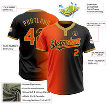 Laden Sie das Bild in den Galerie-Viewer, Uksn Individuelles Schwarz Orange-Altgold Farbverlauf-Mode Zweiknopf Unisex Softball-Trikot