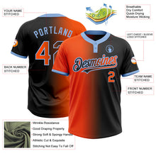 Laden Sie das Bild in den Galerie-Viewer, Uksn Individuelles Schwarz Orange-Hellblau Farbverlauf-Mode Zweiknopf Unisex Softball-Trikot