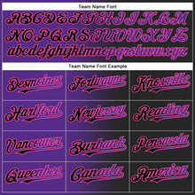 Laden Sie das Bild in den Galerie-Viewer, Uksn Individuelles Schwarz Violett-Pink Farbverlauf-Mode Zweiknopf Unisex Softball-Trikot