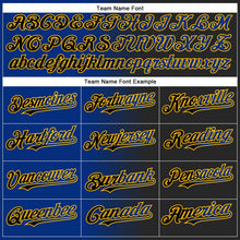 Laden Sie das Bild in den Galerie-Viewer, Uksn Individuelles Schwarz Royalblau-Gold Farbverlauf-Mode Zweiknopf Unisex Softball-Trikot