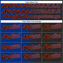Laden Sie das Bild in den Galerie-Viewer, Uksn Individuelles Schwarz Royalblau-Orange Farbverlauf-Mode Zweiknopf Unisex Softball-Trikot