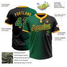 Laden Sie das Bild in den Galerie-Viewer, Uksn Individuelles Schwarz Kelly-Grün-Gold Farbverlauf-Mode Zweiknopf Unisex Softball-Trikot