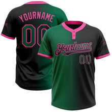 Laden Sie das Bild in den Galerie-Viewer, Uksn Individuelles Schwarz Kelly-Grün-Pink Farbverlauf-Mode Zweiknopf Unisex Softball-Trikot