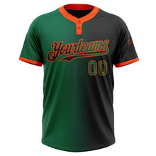 Laden Sie das Bild in den Galerie-Viewer, Uksn Individuelles Schwarz Kelly-Grün-Orange Farbverlauf-Mode Zweiknopf Unisex Softball-Trikot