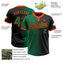 Laden Sie das Bild in den Galerie-Viewer, Uksn Individuelles Schwarz Kelly-Grün-Orange Farbverlauf-Mode Zweiknopf Unisex Softball-Trikot