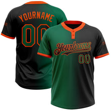 Laden Sie das Bild in den Galerie-Viewer, Uksn Individuelles Schwarz Kelly-Grün-Orange Farbverlauf-Mode Zweiknopf Unisex Softball-Trikot