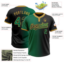 Laden Sie das Bild in den Galerie-Viewer, Uksn Individuelles Schwarz Kelly-Grün-Altgold Farbverlauf-Mode Zweiknopf Unisex Softball-Trikot