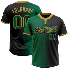 Laden Sie das Bild in den Galerie-Viewer, Uksn Individuelles Schwarz Kelly-Grün-Altgold Farbverlauf-Mode Zweiknopf Unisex Softball-Trikot