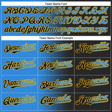 Laden Sie das Bild in den Galerie-Viewer, Uksn Individuelles Schwarz Elektrisch Blau-Gold Farbverlauf-Mode Zweiknopf Unisex Softball-Trikot