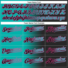 Laden Sie das Bild in den Galerie-Viewer, Uksn Individuelles Schwarz Aqua-Pink Farbverlauf-Mode Zweiknopf Unisex Softball-Trikot